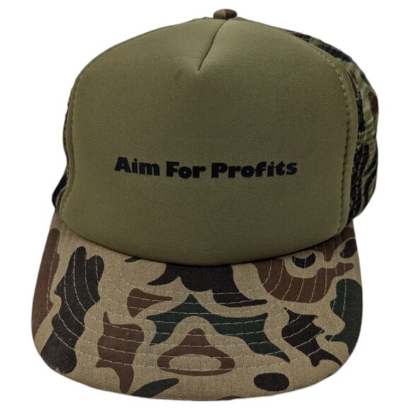 Vintage Aim For Profits Mesh Camo Hat Cap Trucker Adjustable *READ - Picture 2 of 11